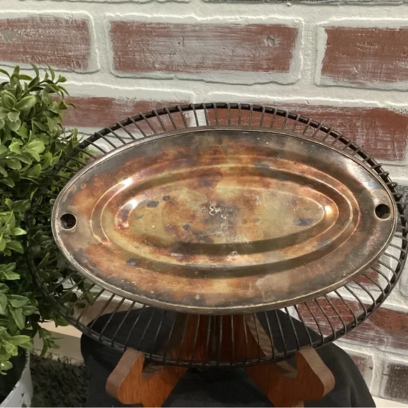 ⚫️ Vintage Gorham Silver Plate Wired Design Serving Fruit or Decor Bowl Basket - Picture 5 of 10